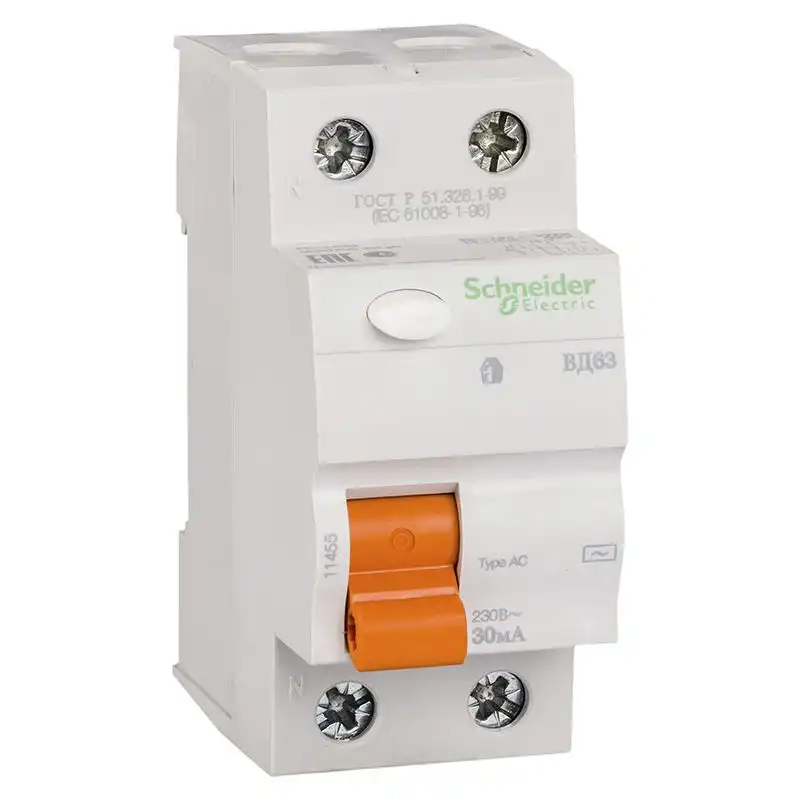 Диференційний вимикач Schneider Electric ВД63, 2-п, 63А, 30 мА, 11455 купити недорого в Україні, фото 1
