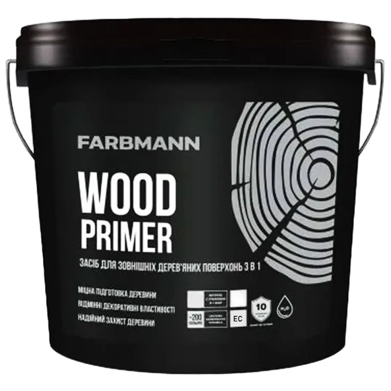 Ґрунт Farbmann Wood Primer 3 в 1, база EC, 0,9 л, прозорий купити недорого в Україні, фото 1
