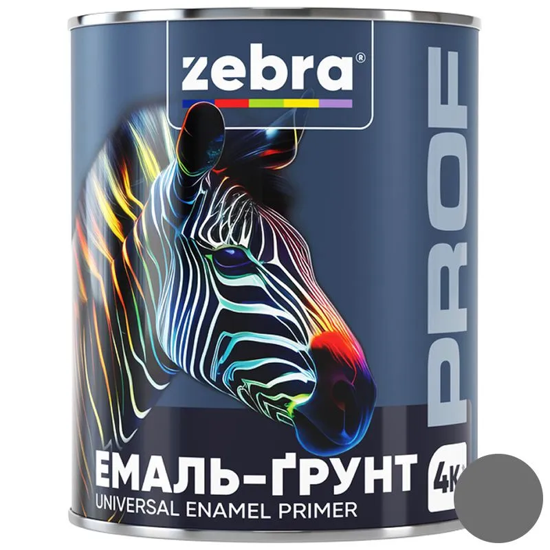 Эмаль-грунт Zebra PROF 1117 017P, серый купить недорого в Украине, фото 1