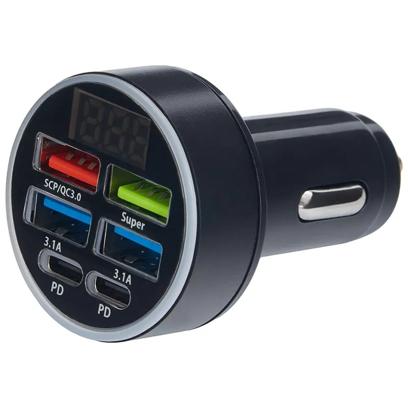 Зарядное устройство Voin C-36211, 36 Вт, 4хUSB QC3.0 18 Вт, 2хPD 18 Вт, 12-24 В, фото 1 Зарядное устройство Voin C-36211, 36 Вт, 4хUSB QC3.0 18 Вт, 2хPD 18 Вт, 12-24 В купить недорого в Украине, фото 1