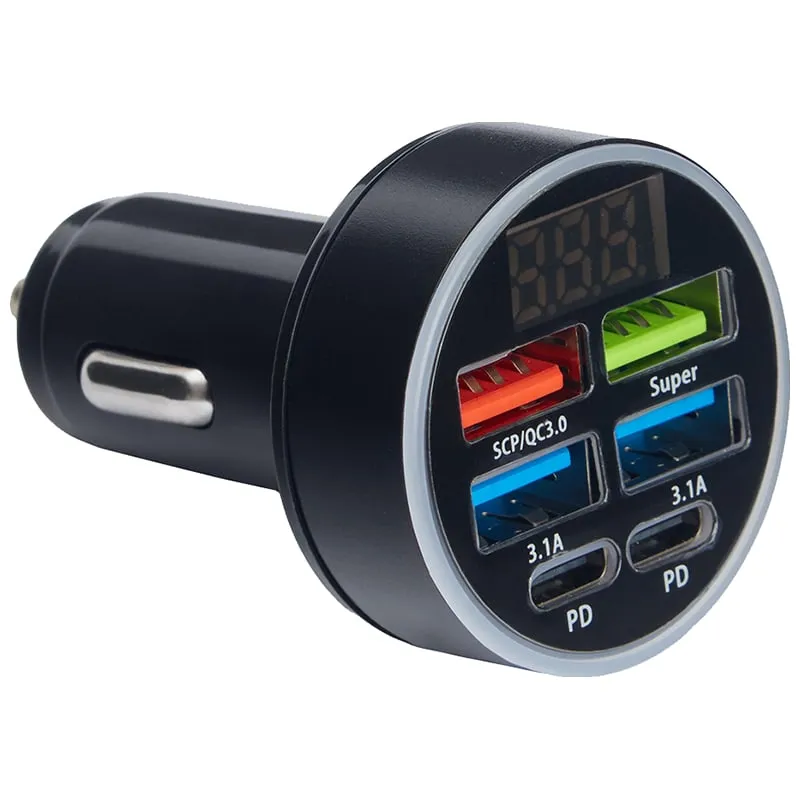 Зарядное устройство Voin C-36211, 36 Вт, 4хUSB QC3.0 18 Вт, 2хPD 18 Вт, 12-24 В, фото 2 Зарядное устройство Voin C-36211, 36 Вт, 4хUSB QC3.0 18 Вт, 2хPD 18 Вт, 12-24 В купить недорого в Украине, фото 2