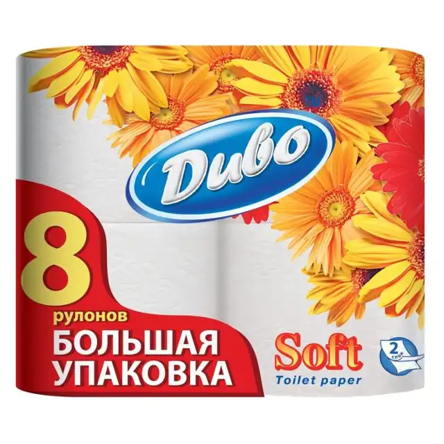 Бумага туалетная на гильзе Диво Soft, двухслойная, 8 шт., белый купить недорого в Украине, фото 1