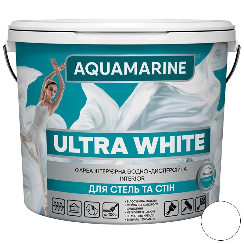 Фарба інтер'єрна Корабельна Aquamarine, 1,4 кг, білий купити недорого в Україні, фото 1
