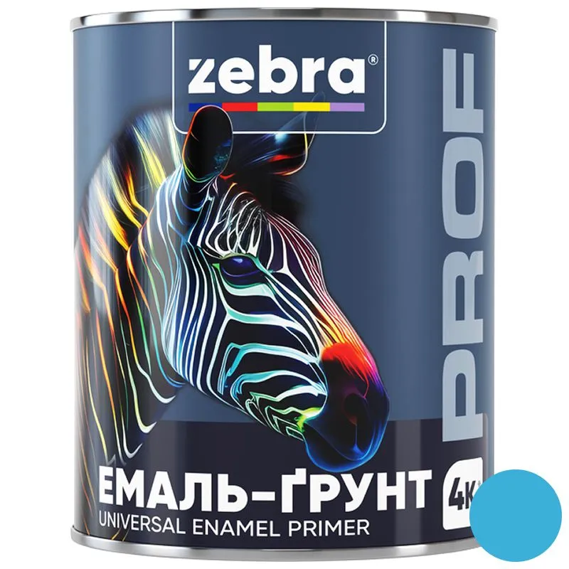 Емаль-грунт Zebra PROF 1143 043P, 0,25 кг, блакитний купити недорого в Україні, фото 1