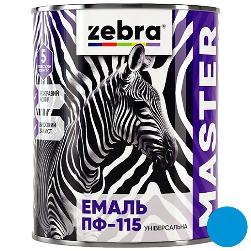 Емаль універсальна Zebra Master ПФ-115, 0,8 кг, 1242 М42 Світло-блакитний купити недорого в Україні, фото 1
