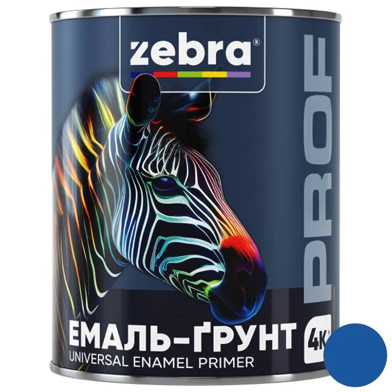 Эмаль-грунт Zebra PROF 1148 048P, 0,25 кг, синий купить недорого в Украине, фото 1