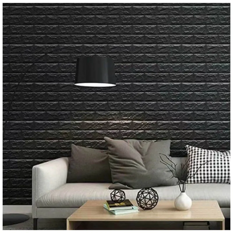 Декоративная 3D панель для стен, 700х770х5 мм, кирпич, черный, HP-BG 19-5 купить недорого в Украине, фото 2