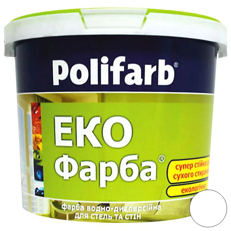 Краска акриловая Polifarb Экокраска, 1,4 кг, белая купить недорого в Украине, фото 1