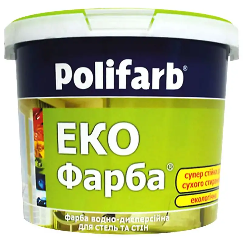 Краска акриловая Polifarb Экокраска, 4,2 кг, белая купить недорого в Украине, фото 1