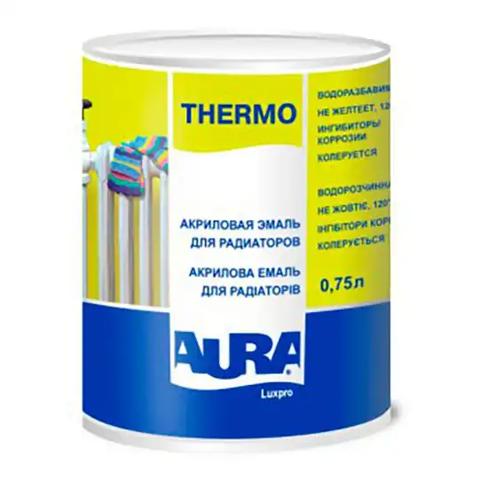 Эмаль акриловая для радиаторов Aura Luxpro Thermo, база А, 0,75 л, глянцевый белый купить недорого в Украине, фото 1