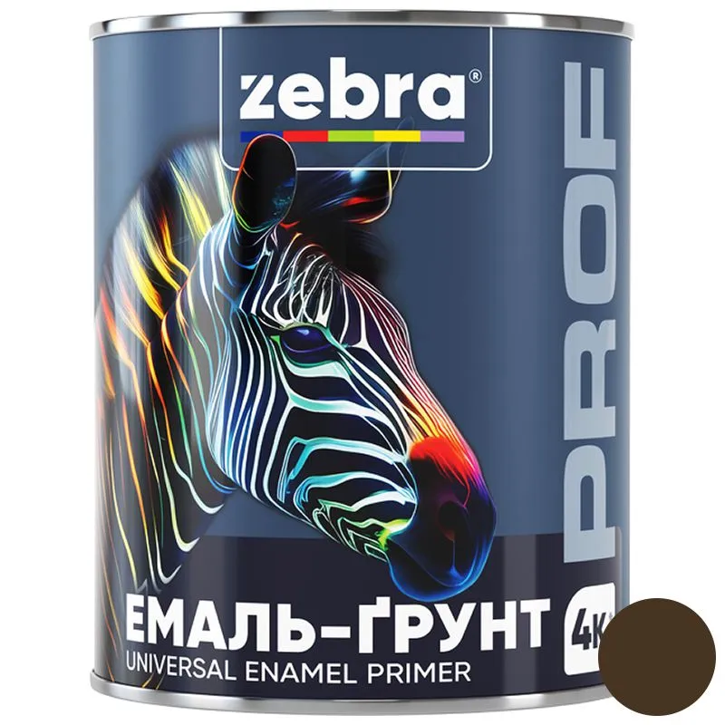 Емаль-грунт Zebra PROF 1188 088P, 0,25 кг, темно-коричневий купити недорого в Україні, фото 1