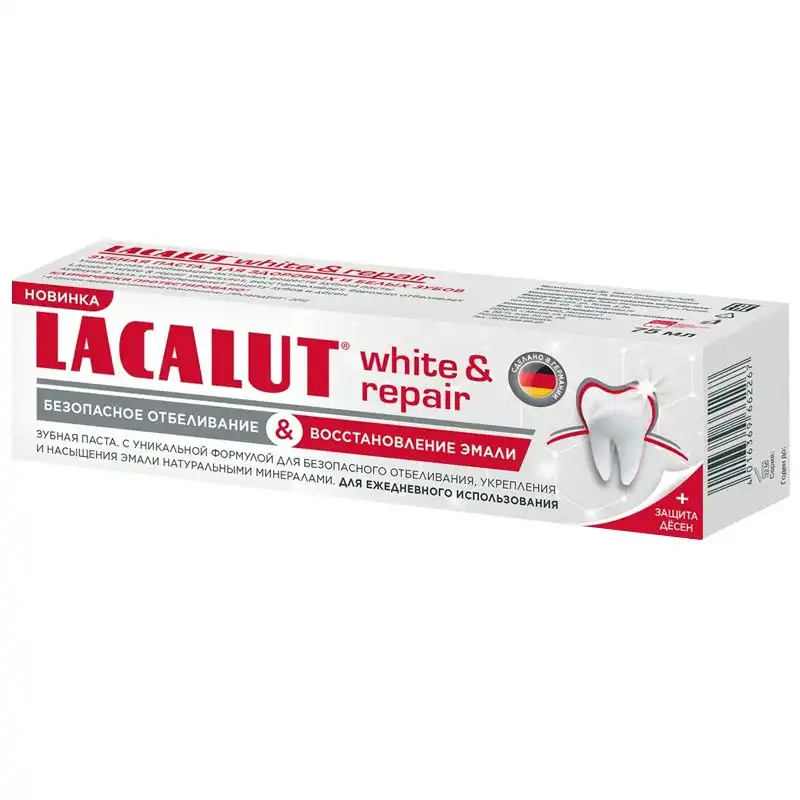 Зубна паста з ополіскувачем Lacalut White & Repair, 75 мл, 4016369А купити недорого в Україні, фото 2