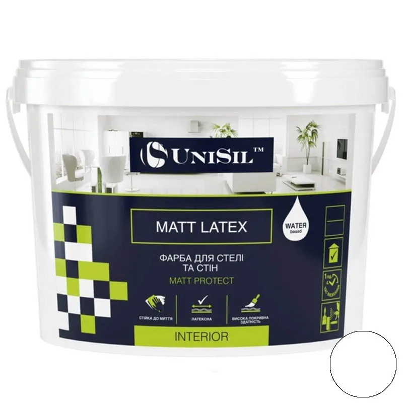 Фарба UniSil matt latex, білий, 1,4 кг купити недорого в Україні, фото 1