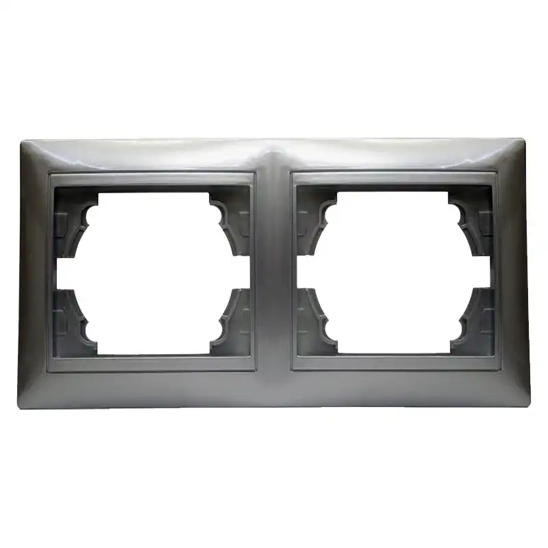 Рамка двухместная горизонтальная Elcor Emily 9215, серый металлик, 211557 купить недорого в Украине, фото 1