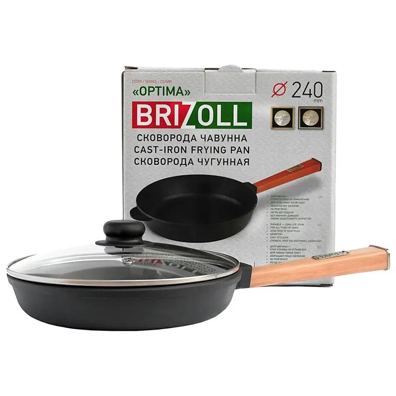 Пательня з кришкою Brizoll Optima-Black, 24х6,1 см, O2460-P1-C купити недорого в Україні, фото 2