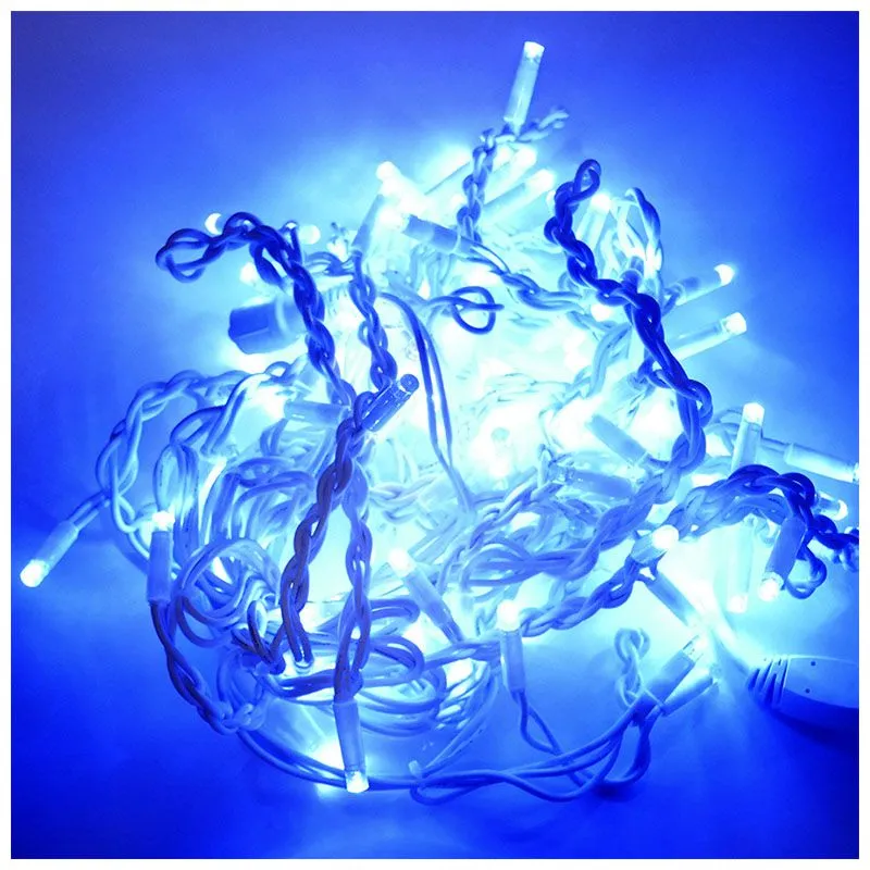 Вулична гірлянда-бахрома 100 LED, 3x0,6 м, білий провід 3.3 мм, синій, 1448-02 купити недорого в Україні, фото 1