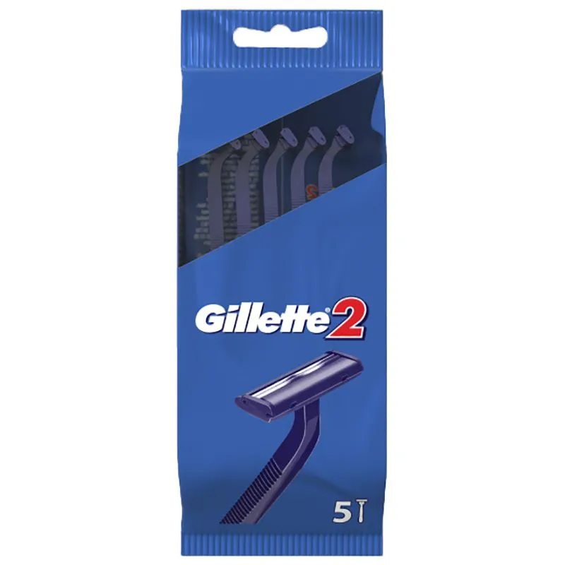Бритви одноразові чоловічі Gillette 2, 5 шт купити недорого в Україні, фото 1