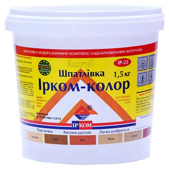 Шпаклівка для дерева Ірком ІР-23, 1,5 кг, дуб купити недорого в Україні, фото 2