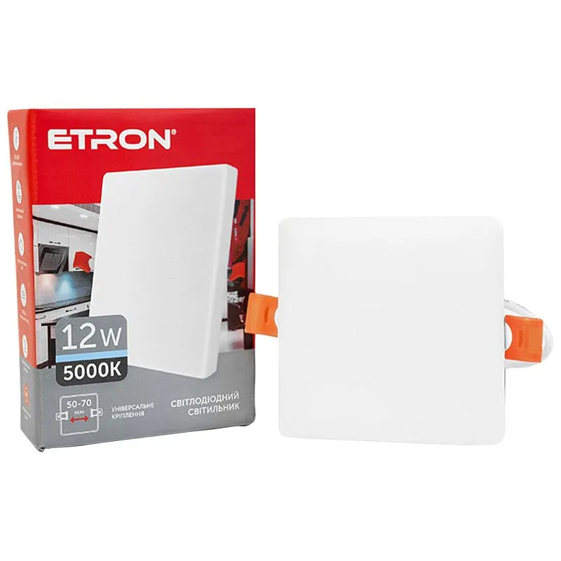 Светильник светодиодный Etron, 12 W, 5000 K, квадратный, белый, 1-EDP-655 купить недорого в Украине, фото 1