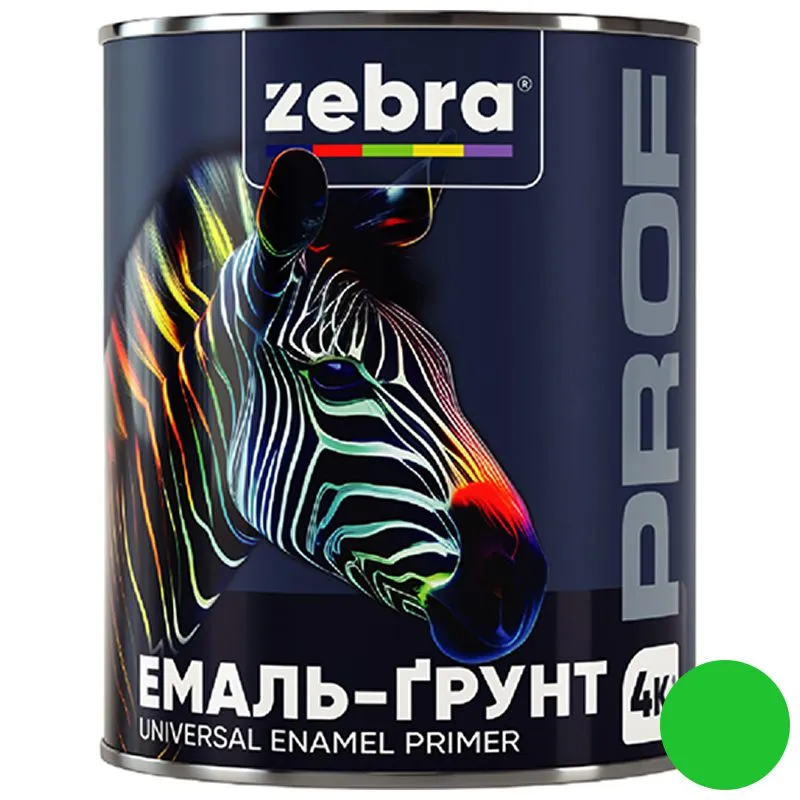 Эмаль-грунт Zebra PROF 1134 034P, 0,8 кг, светло-зеленый купить недорого в Украине, фото 1