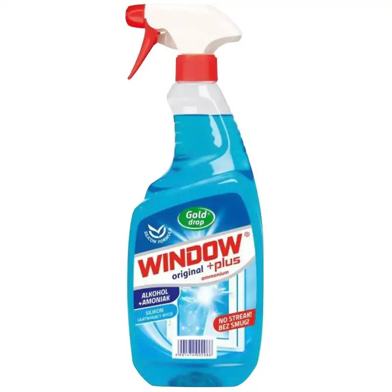 Засіб для миття вікон з розпилювачем Window Plus, 500 мл, синій купити недорого в Україні, фото 1