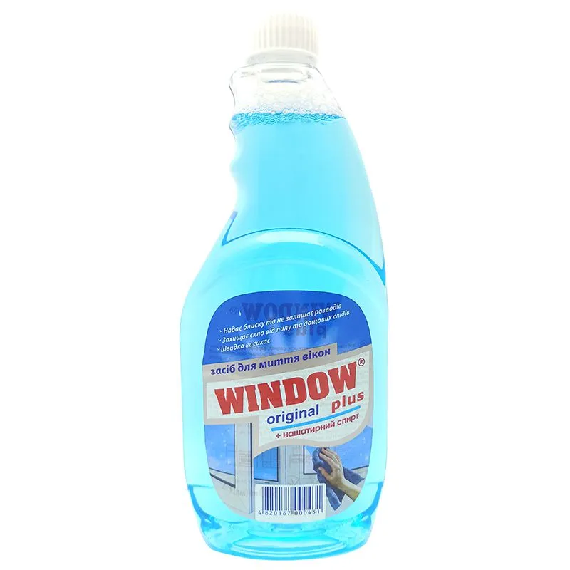 Засіб для миття вікон з нашатирним спиртом Window Plus, 500 мл, синій купити недорого в Україні, фото 1