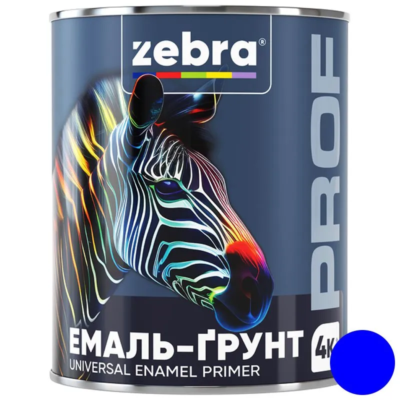 Эмаль-грунт Zebra PROF 1148 048P, 0,8 кг, синий купить недорого в Украине, фото 1