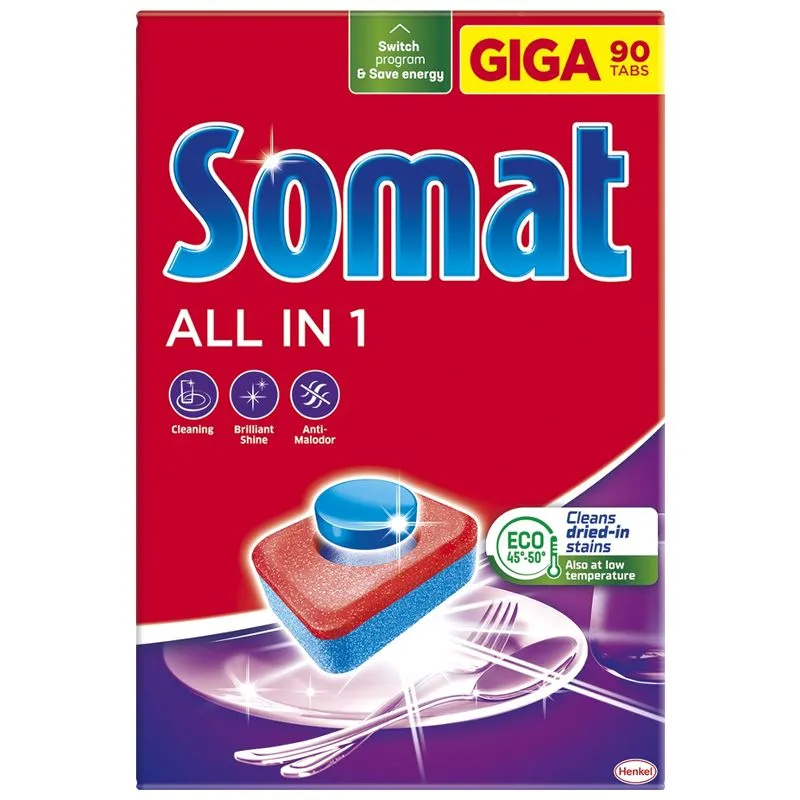 Таблетки для посудомийної машини Henkel Somat Duo, 90 шт купити недорого в Україні, фото 1