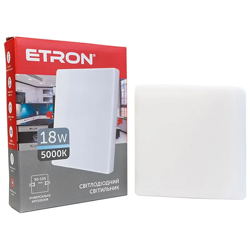 Светильник светодиодный Etron, 18 W, 5000 K, квадратный, белый, 1-EDP-661 купить недорого в Украине, фото 1