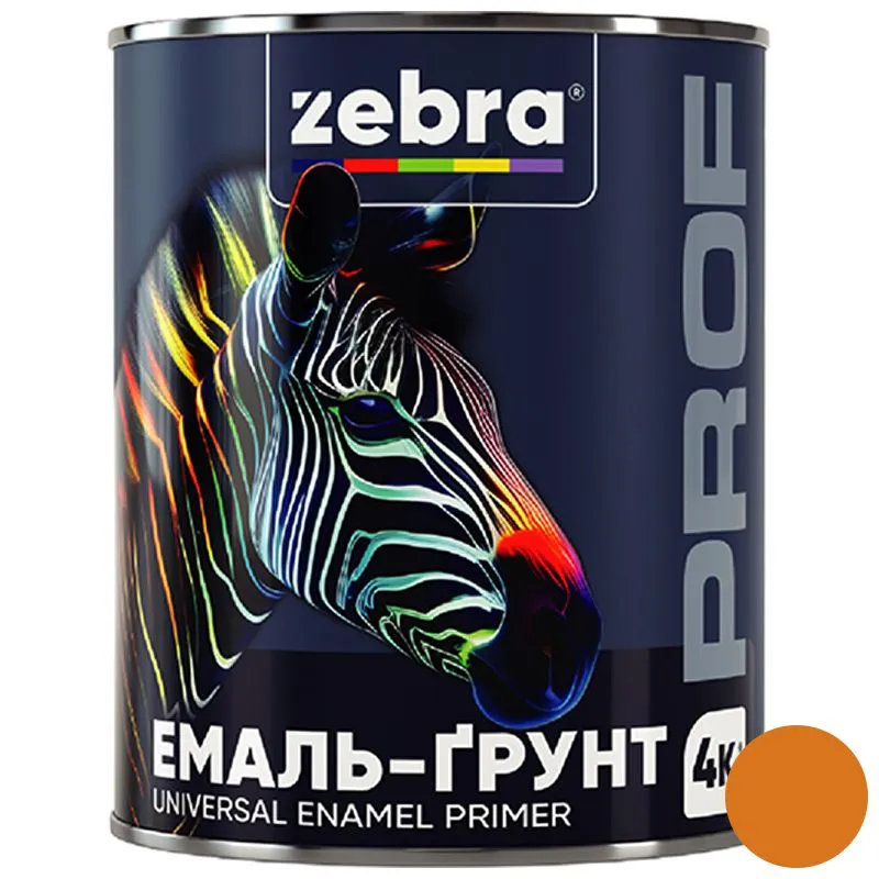 Эмаль-грунт Zebra PROF 1160 060P, 0,8 кг, оранжевый купить недорого в Украине, фото 1