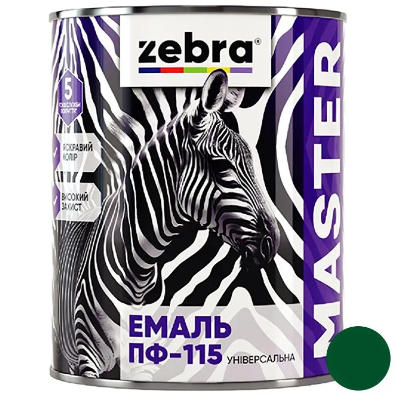 Емаль універсальна Zebra ПФ-115 серія Master, 2,6 кг, 1234 М34 світло-зелений, глянцевий купити недорого в Україні, фото 1