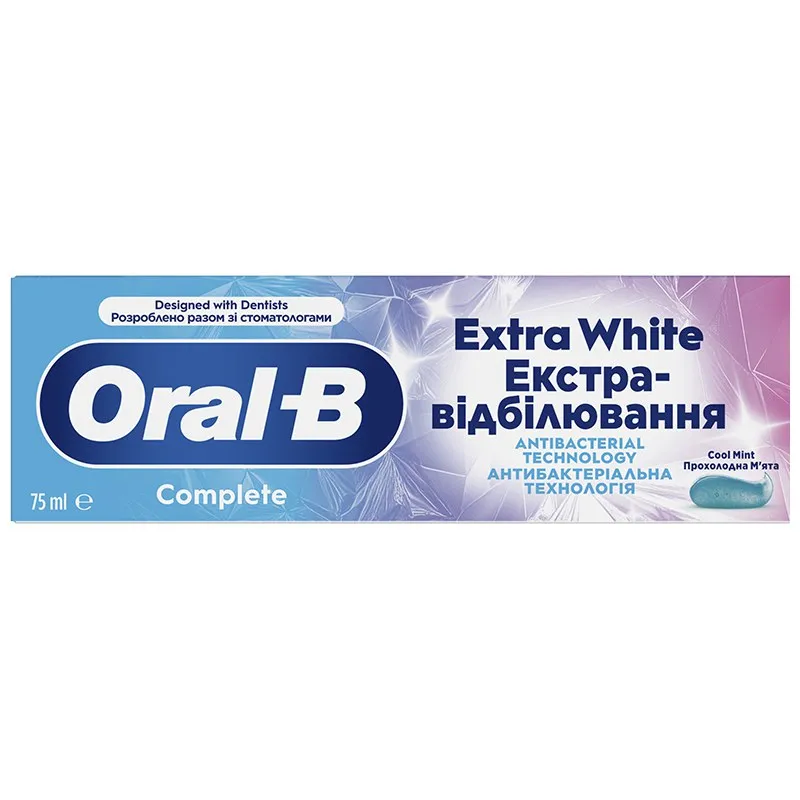 Зубна паста Oral-B Complete Екстравідбілюванна прохолодна м'ята, 75 мл купити недорого в Україні, фото 2
