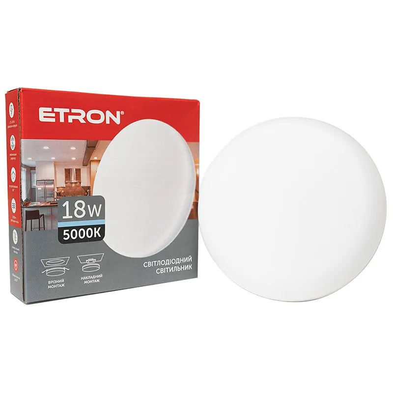 Светильник светодиодный Etron, 18 W, 5000 K, круглый, белый, 1-EMP-708 купить недорого в Украине, фото 1