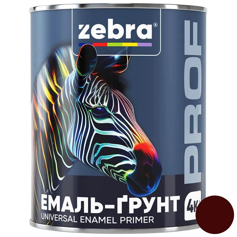 Эмаль-грунт Zebra PROF 1176 076P, 0,8 кг, темно-вишневый купить недорого в Украине, фото 1