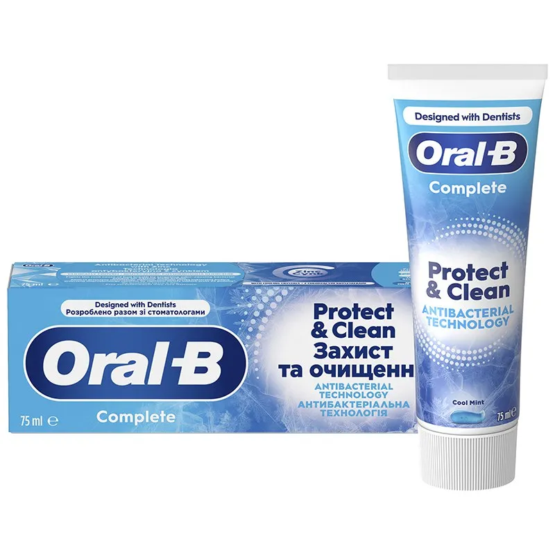 Зубна паста Oral-B Complete Захист та чистота Прохолодна м'ята, 75 мл купити недорого в Україні, фото 1
