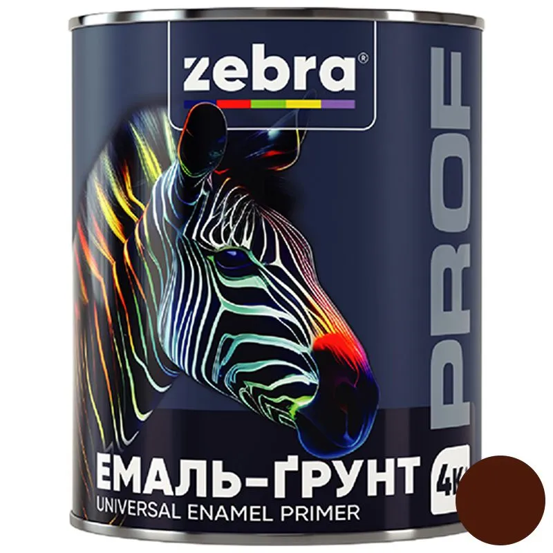 Ґрунт-емаль Zebra Prof 088P, 0,8 кг, темно-коричневий купити недорого в Україні, фото 1