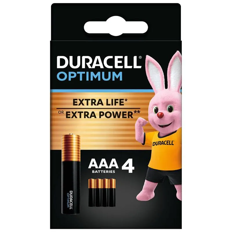 Батарейки щелочные Duracell Optimum, AAA, CEE, GEN3, 4 шт, 5015596 купить недорого в Украине, фото 1
