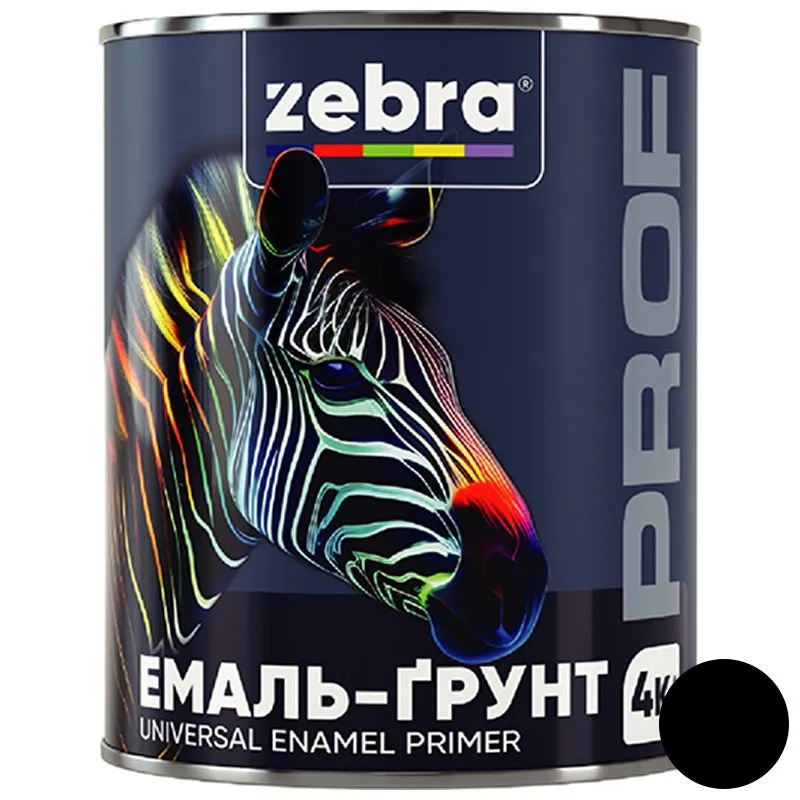 Ґрунт-емаль Zebra Prof 090P, 0,8 кг, чорний купити недорого в Україні, фото 1