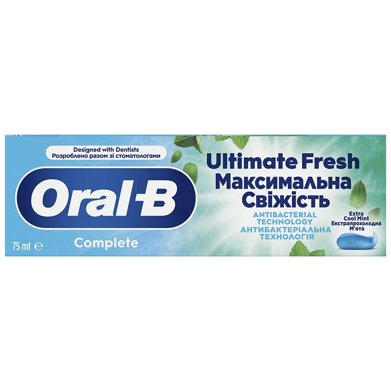 Зубна паста Oral-B Complete Максимальна свіжість Прохолодна м'ята, 75 мл купити недорого в Україні, фото 2