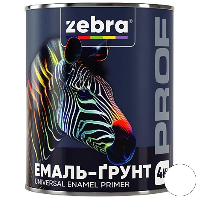 Ґрунт-емаль Zebra Prof 010P, 2,5 кг, білий купити недорого в Україні, фото 1