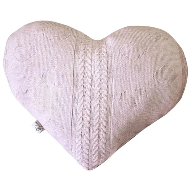 Подушка вязаная Прованс Сердце, 40 х 33 см, пудра купить недорого в Украине, фото 1