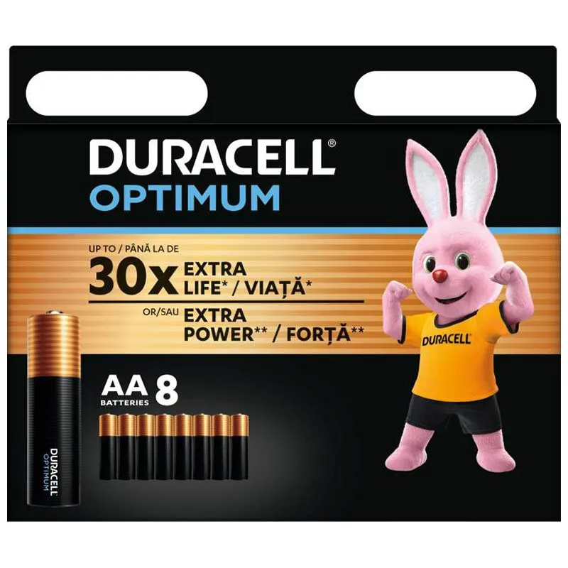 Батарейки лужні Duracell Optimum, АА, CEE, GEN3, 8 шт, 5014726 купити недорого в Україні, фото 1