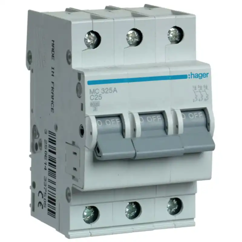 Автоматичний вимикач Hager, 3С, 25А, 6 kA, 3 м, MC325A купити недорого в Україні, фото 1