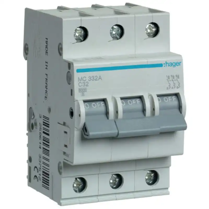 Автоматичний вимикач Hager, 3С, 32А, 6 kA, 3 м, MC332A купити недорого в Україні, фото 1
