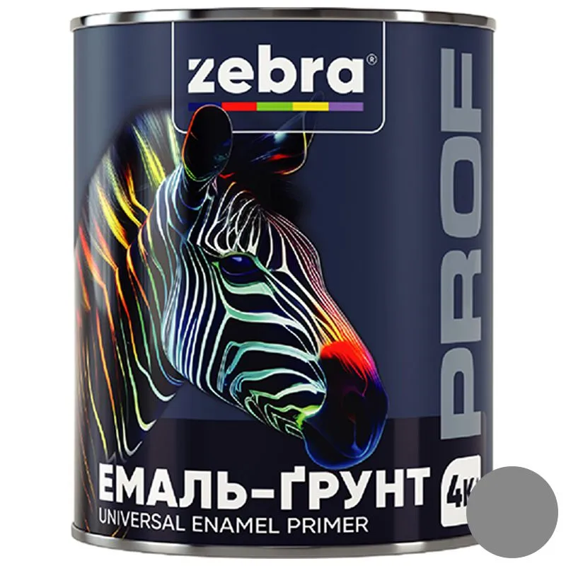 Грунт-эмаль Zebra Prof 017P, 2,5 кг, серый купить недорого в Украине, фото 1