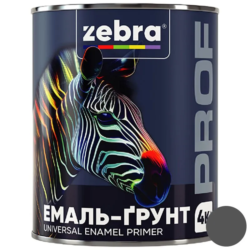 Ґрунт-емаль Zebra Prof 018P, 2,5 кг, темно-сірий купити недорого в Україні, фото 1