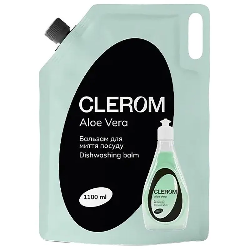Бальзам для миття посуду Clerom Aloe Vera, 1,1 л, дой-пак, 20098 купити недорого в Україні, фото 1