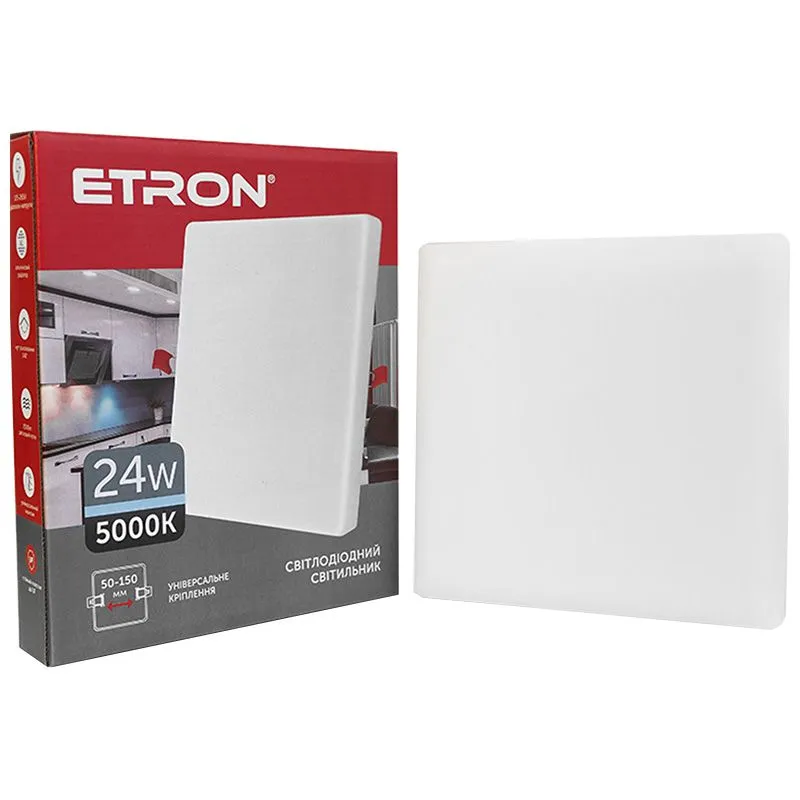 Світильник світлодіодний Etron, 24 W, 5000 K, квадратний, білий, 1-EDP-664 купити недорого в Україні, фото 1