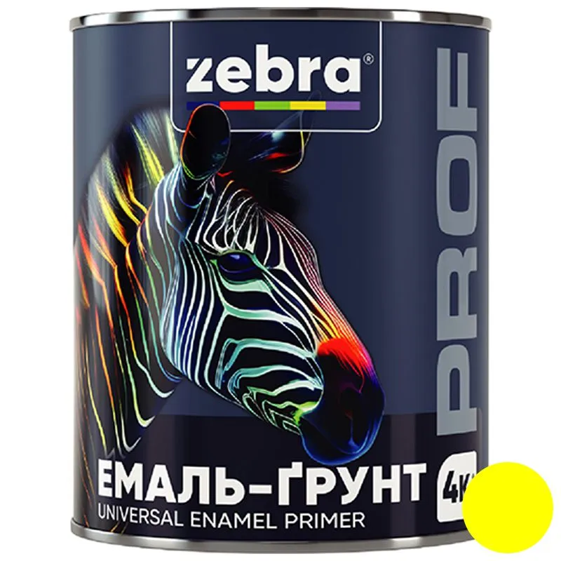 Грунт-эмаль Zebra Prof 055P, 2,5 кг, желтый купить недорого в Украине, фото 1