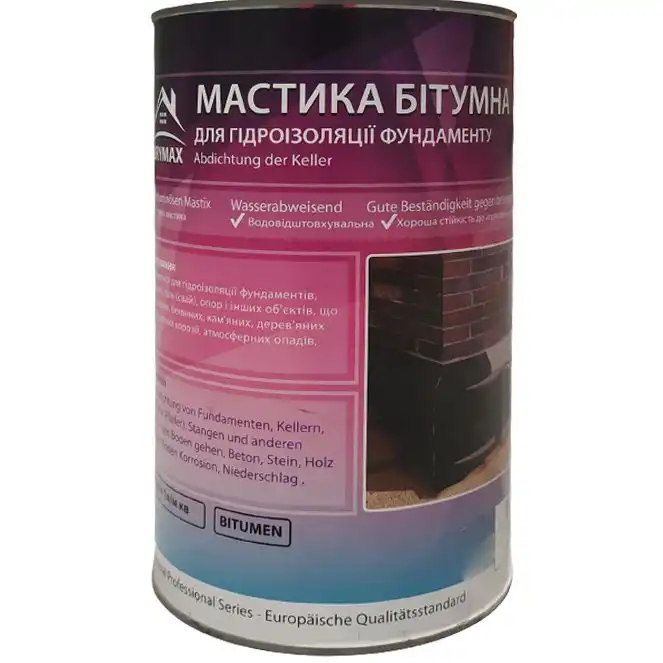 Мастика бітумна для гідроізоляції фундаменту Drymax, 5 л купити недорого в Україні, фото 1